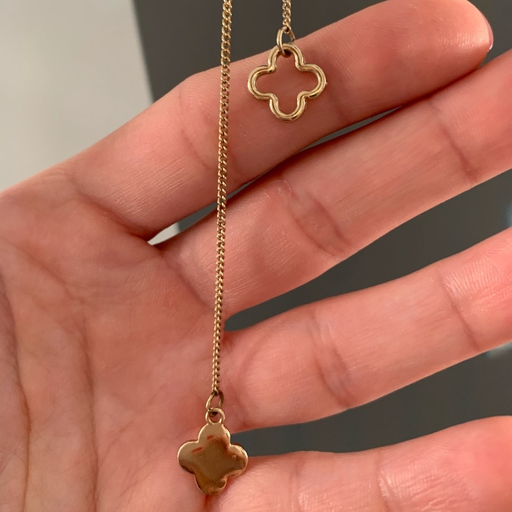 Gold plated drop lariat adjustable necklace